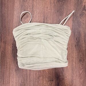 Elegant Light Green Ruched Women's Top